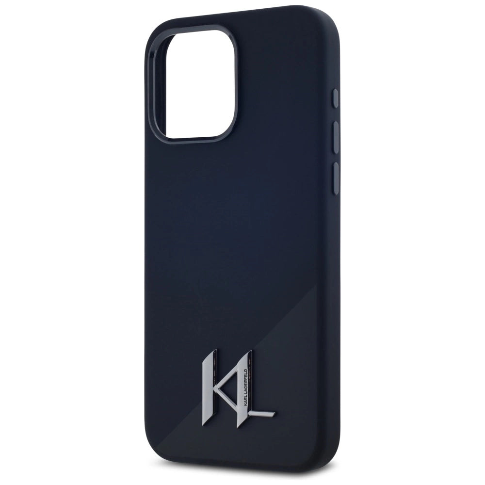 Karl Lagerfeld Silicone Shadow Metal Initial MagSafe Case for iPhone 15 Pro Black_5