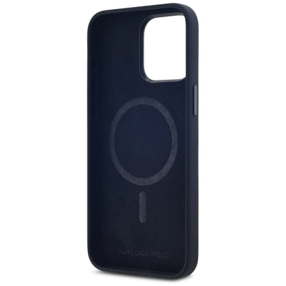 Karl Lagerfeld Silicone Shadow Metal Initial MagSafe Case for iPhone 15 Pro Black_6