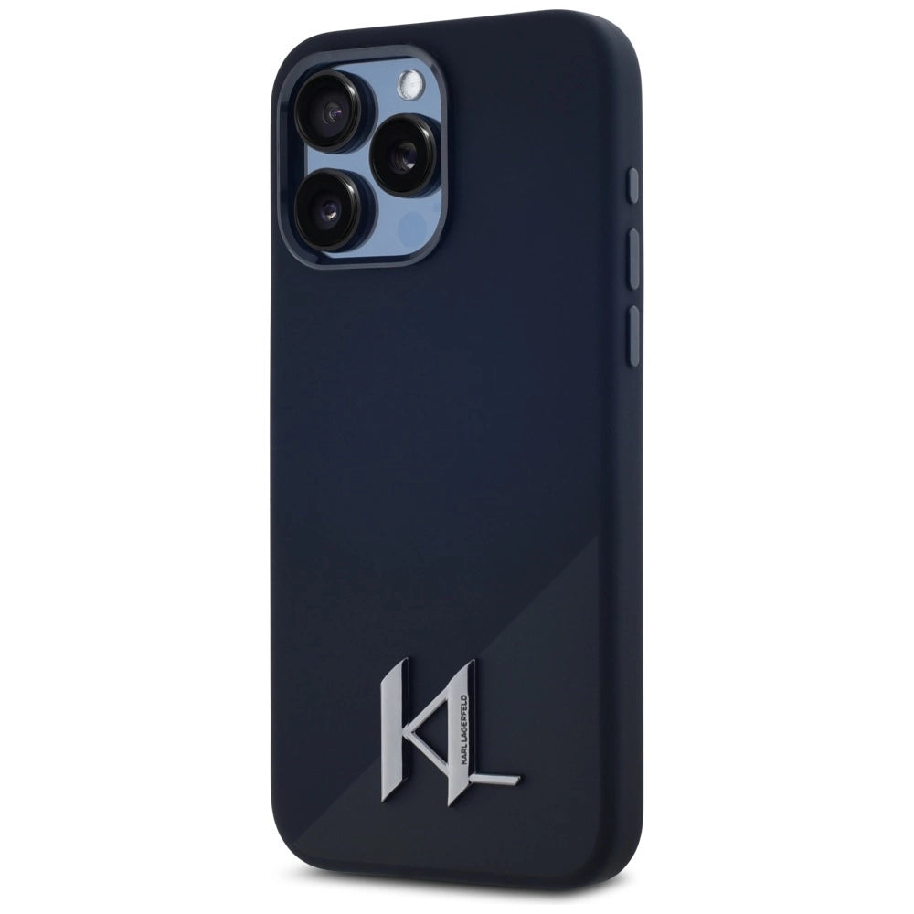 Karl Lagerfeld Silicone Shadow Metal Initial MagSafe Case for iPhone 15 Pro Max Black_1