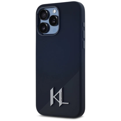 Karl Lagerfeld Silicone Shadow Metal Initial MagSafe Case for iPhone 15 Pro Max Black_1