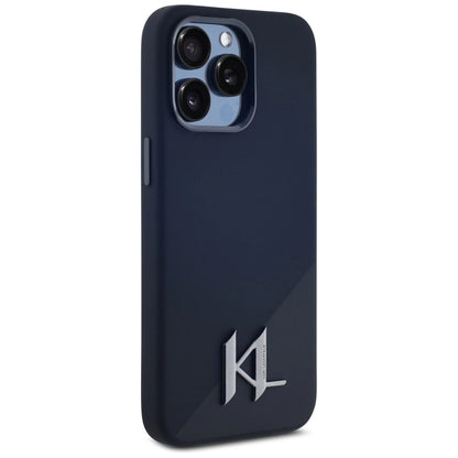 Karl Lagerfeld Silicone Shadow Metal Initial MagSafe Case for iPhone 15 Pro Max Black_3