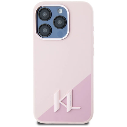Karl Lagerfeld Silicone Shadow Metal Initial MagSafe Case for iPhone 15 Pro Max Pink_2