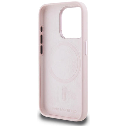 Karl Lagerfeld Silicone Shadow Metal Initial MagSafe Case for iPhone 15 Pro Max Pink_6