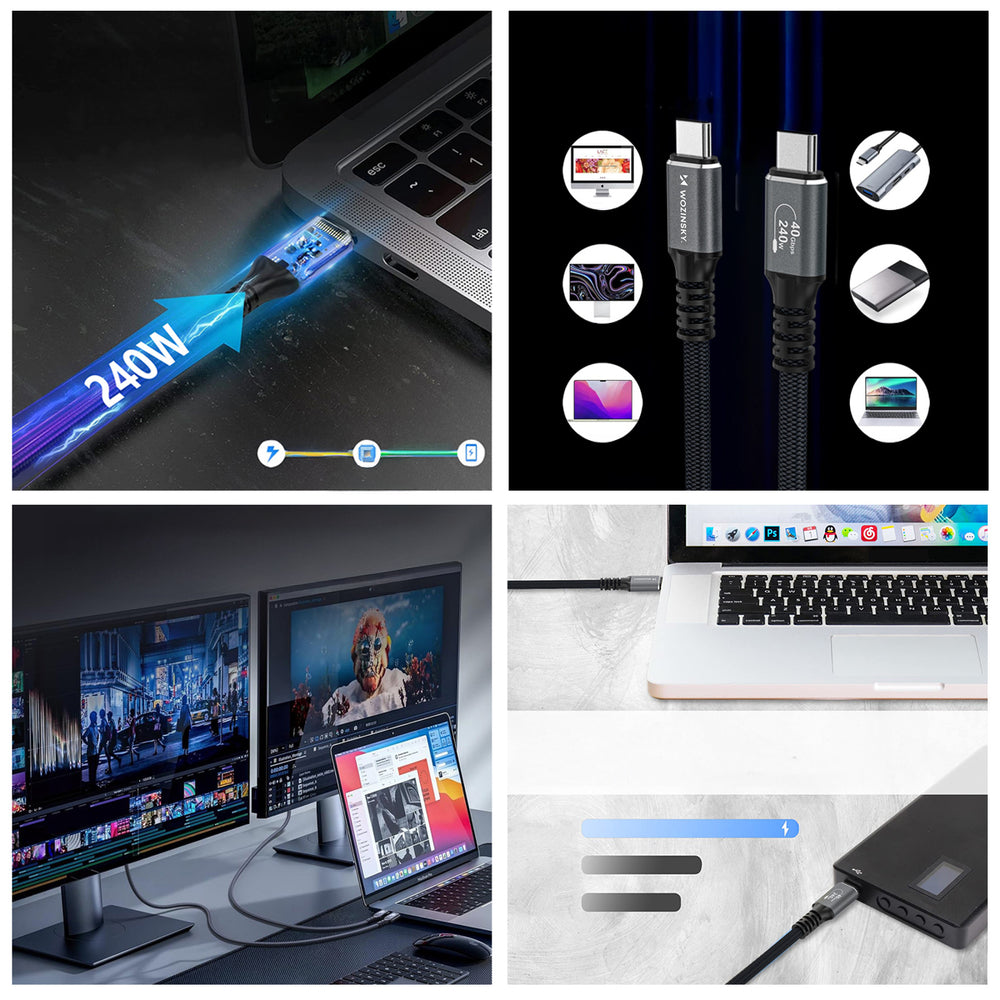Wozinsky WPS-UY41S USB-C Thunderbolt 4 Cable 240W 1m 4K - Black_9