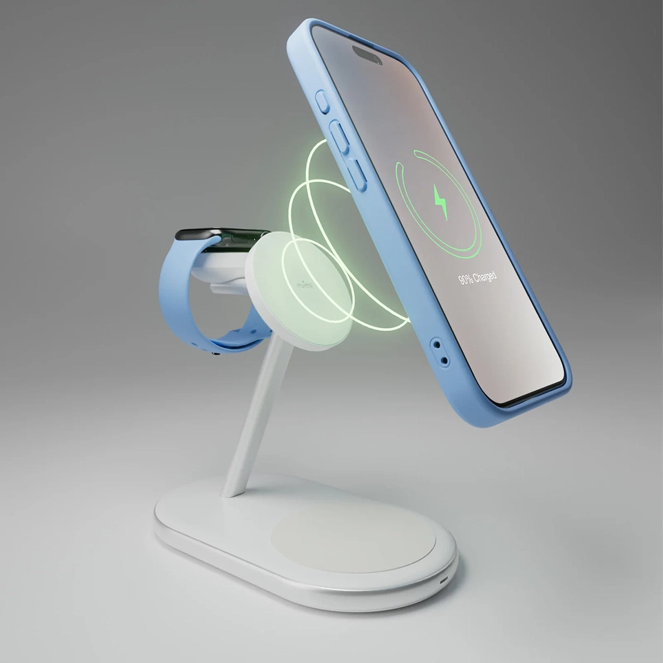 Puro Mag Station Qi2 3-in-1 Wireless Charger Compatible with MagSafe - White_6