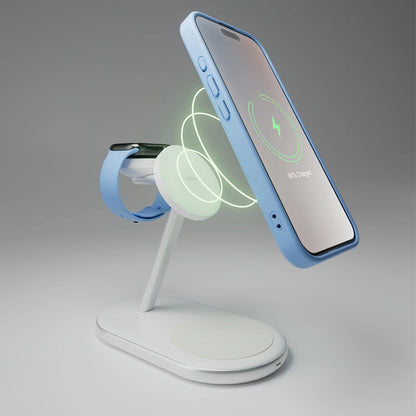 Puro Mag Station Qi2 3-in-1 Wireless Charger Compatible with MagSafe - White_6