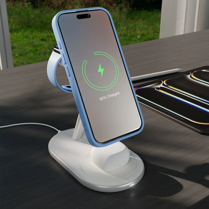 Puro Mag Station Qi2 3-in-1 Wireless Charger Compatible with MagSafe - White_7