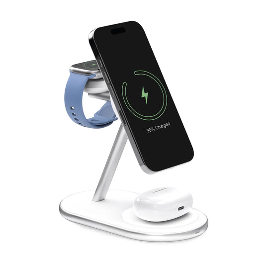 Puro Mag Station Qi2 3-in-1 Wireless Charger Compatible with MagSafe - White_0