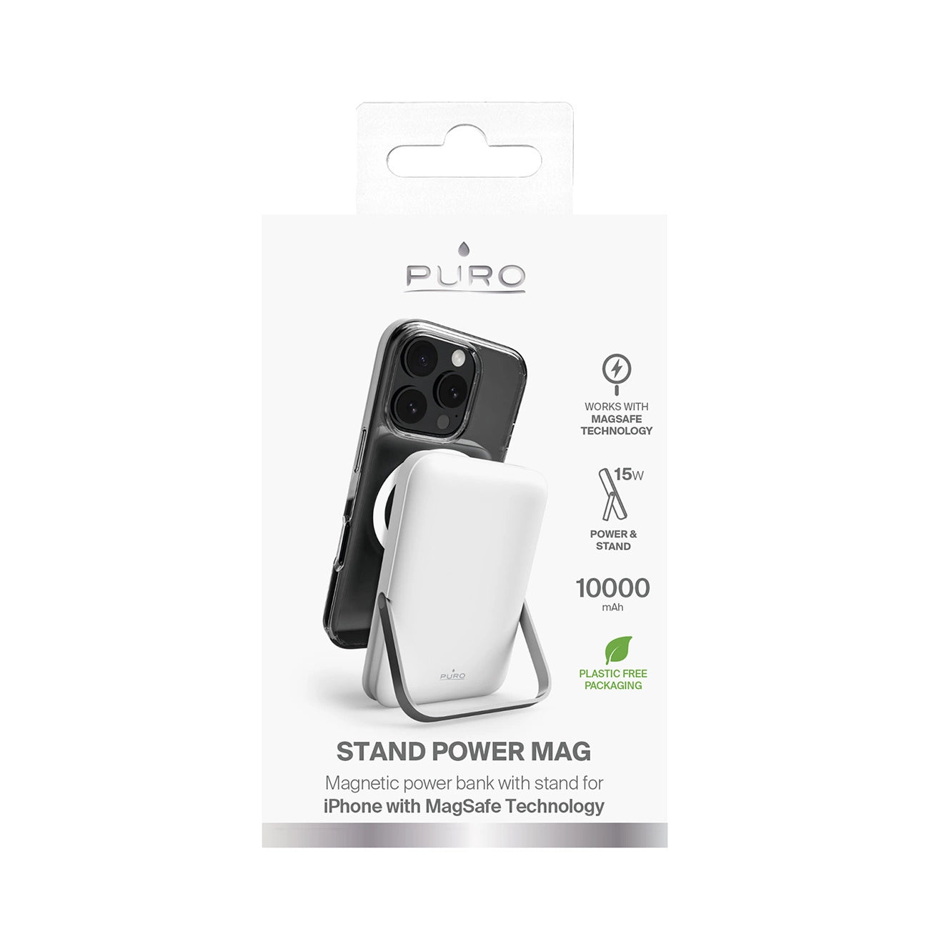 Puro 10000mAh MagSafe Wireless Power Bank with Aluminum Stand - White_4