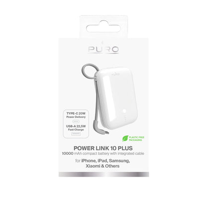 Puro Power Link 10 Plus 10000mAh Power Bank with Built-in USB-C Cable – White_3
