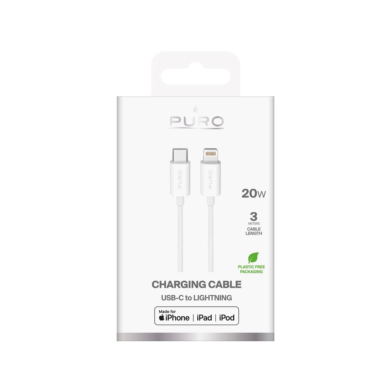 Puro TPE 20W USB-C - Lightning Cable 3m - White_1