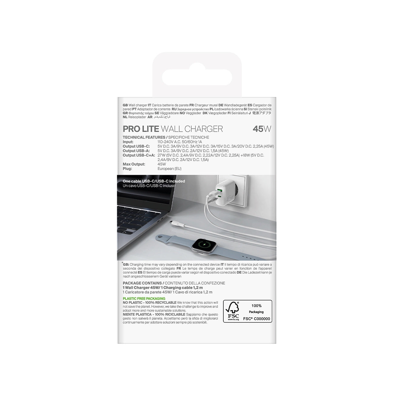 Puro Daily Prolite 45W USB-C USB-A Power Delivery Charger with USB-C Cable - White_2