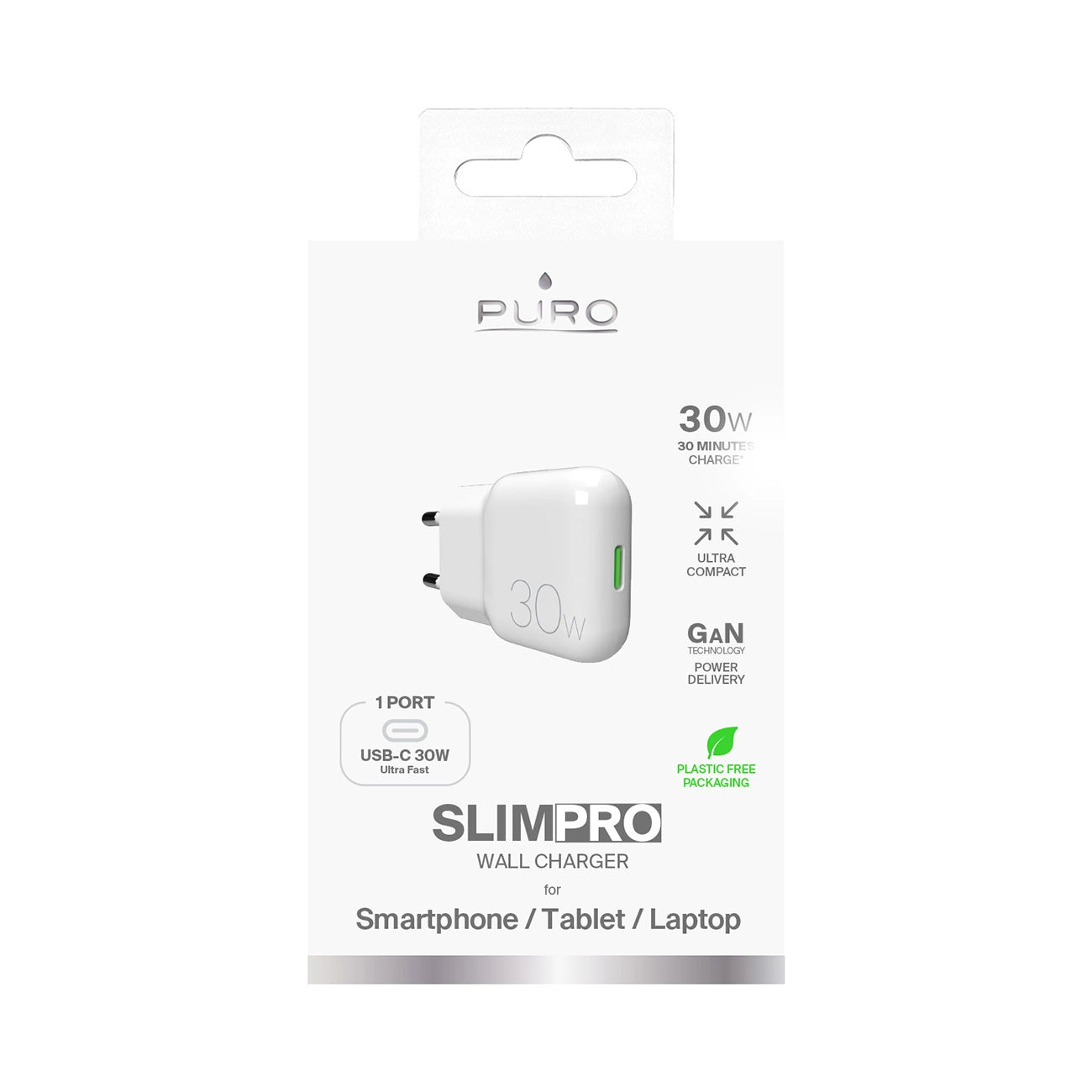 GaN Puro SLIMPRO 30W USB-C Wall Charger - White_2