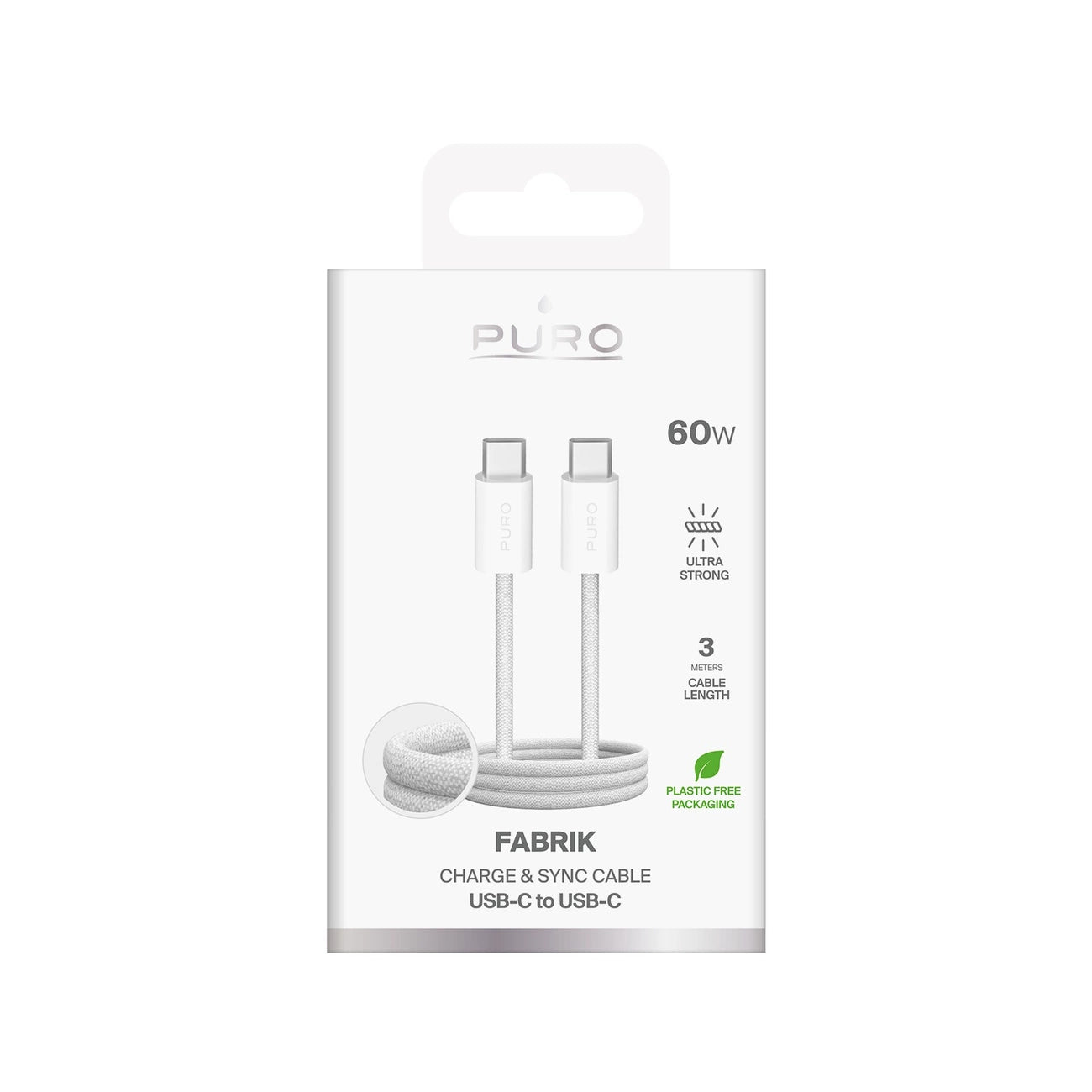 Puro Fabrik 4 240W braided USB-C - USB-C 1m cable - white_1