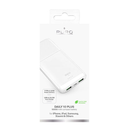 Powerbank Puro DAILY 10 PLUS 10000mAh 2x USBA / 1x USB-C 22.5W - white_2