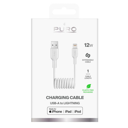 Puro 12W USB-A - Lightning Spiral Cable 1m - White_1