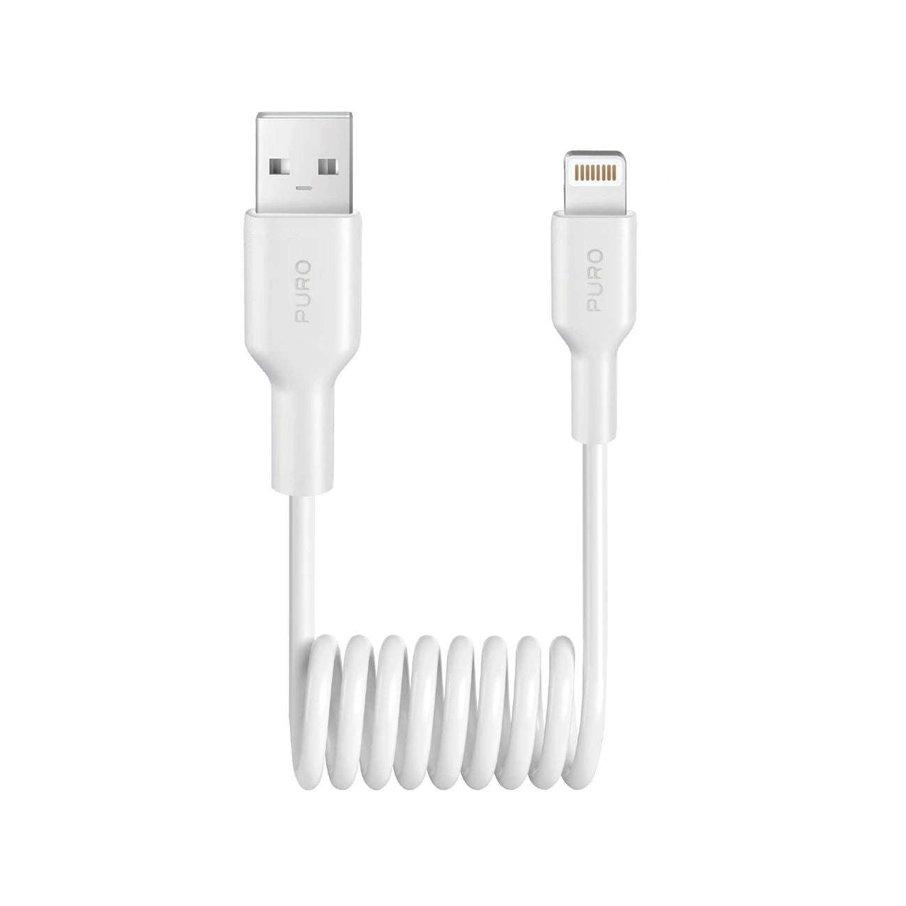 Puro 12W USB-A - Lightning Spiral Cable 1m - White_0