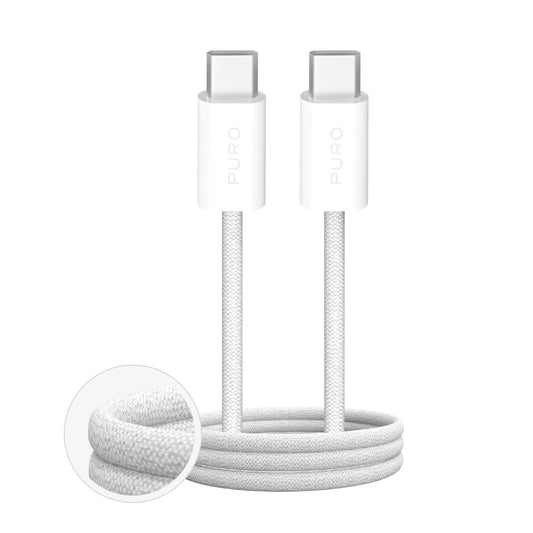 Puro Fabrik 4 100W braided USB-C - USB-C 1m cable - white_0