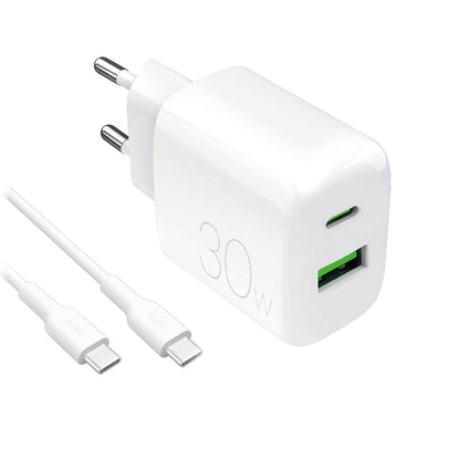 Puro PROLITE 30W USB-A / USB-C wall charger + USB-C - USB-C cable 1.2m - white_0