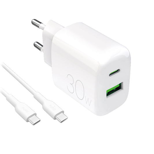 Puro PROLITE 30W USB-A / USB-C wall charger + USB-C - USB-C cable 1.2m - white_0