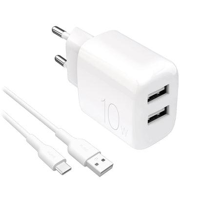Puro PROLITE 10W 2x USB-A wall charger + USB-A - USB-C cable 1.2m - white_0