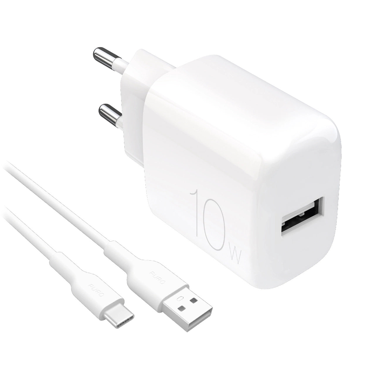 Puro PROLITE 10W USB-A wall charger + USB-A - USB-C cable 1.2m - white_0