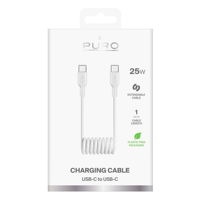 Puro 25W USB-C Spiral Cable - USB-C 1m - White_1