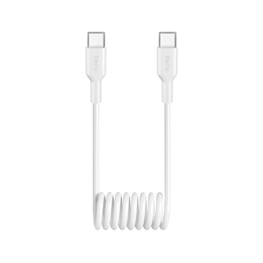 Puro 25W USB-C Spiral Cable - USB-C 1m - White_0