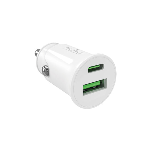 Puro Pro Lite Car Charger 1x USB-A + 1x USB-C Power Delivery 20W - White_0