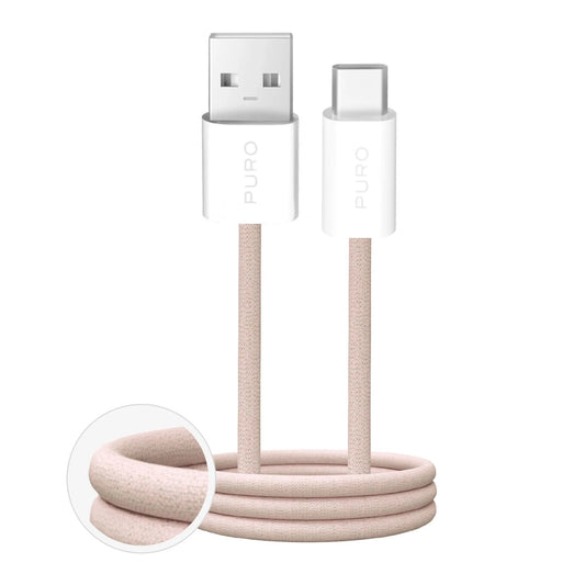 Puro Fabrik 10W Braided Cable USB-A - USB-C 1.5m - Beige_0