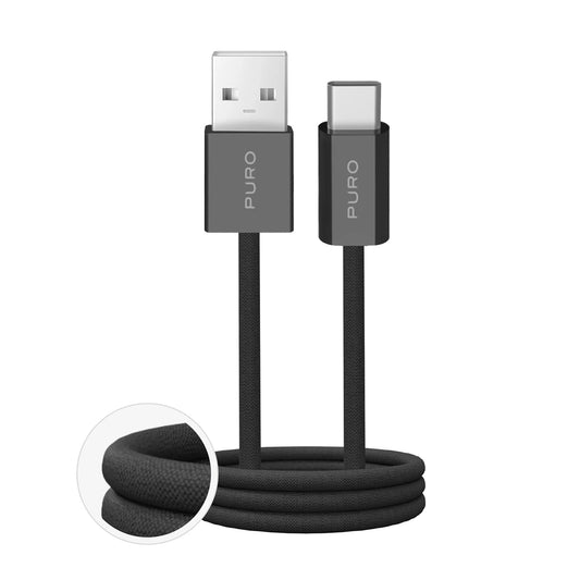 Puro Fabrik 2.0 10W USB-A - USB-C Braided Cable 1.5m - Black_0