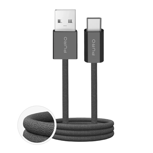 Puro Fabrik 2.0 10W USB-A - USB-C Braided Cable 1.5m - Dark Green_0