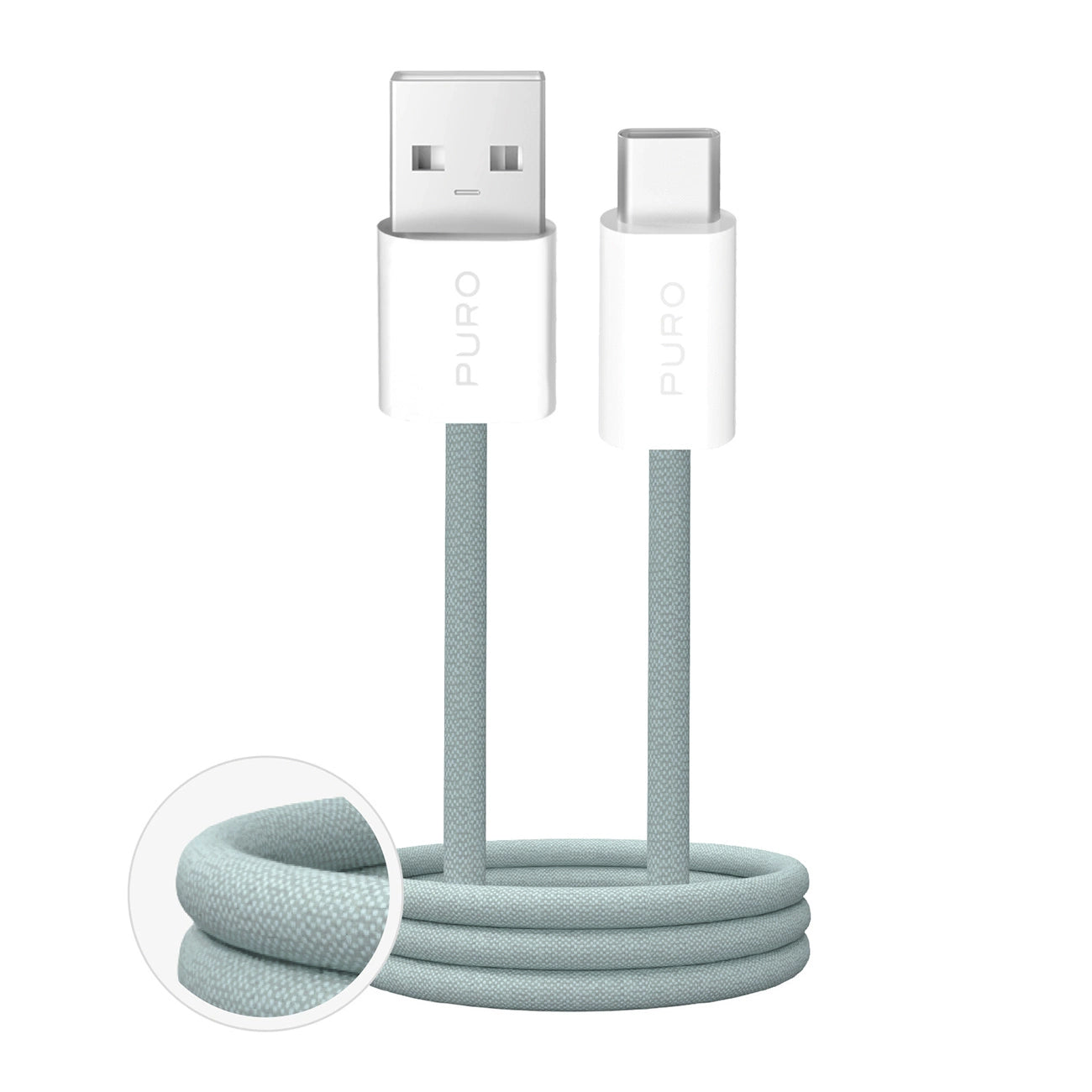 Puro Fabrik 2.0 10W USB-A - USB-C Braided Cable 1.5m - Green_0