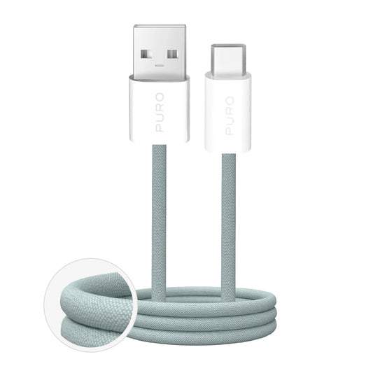 Puro Fabrik 2.0 10W USB-A - USB-C Braided Cable 1.5m - Green_0