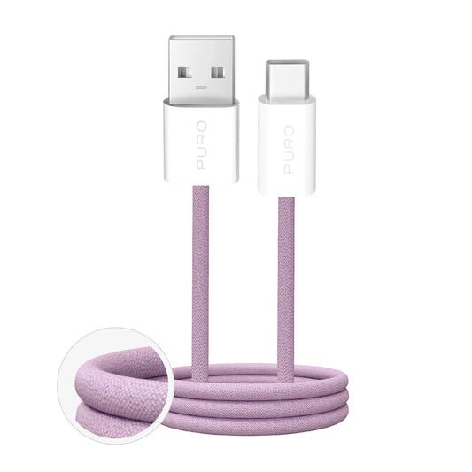 Puro Fabrik 2.0 10W USB-A - USB-C Braided Cable 1.5m - Pink_0