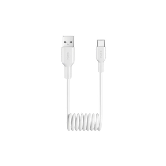 Puro 10W USB-A - USB-C Spiral Cable 1m - White_0