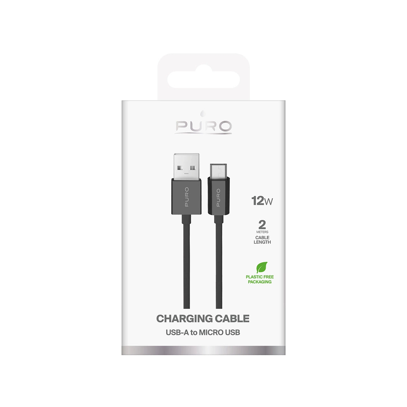 Puro 12W TPE USB-A - microUSB 2m Cable - Black_1