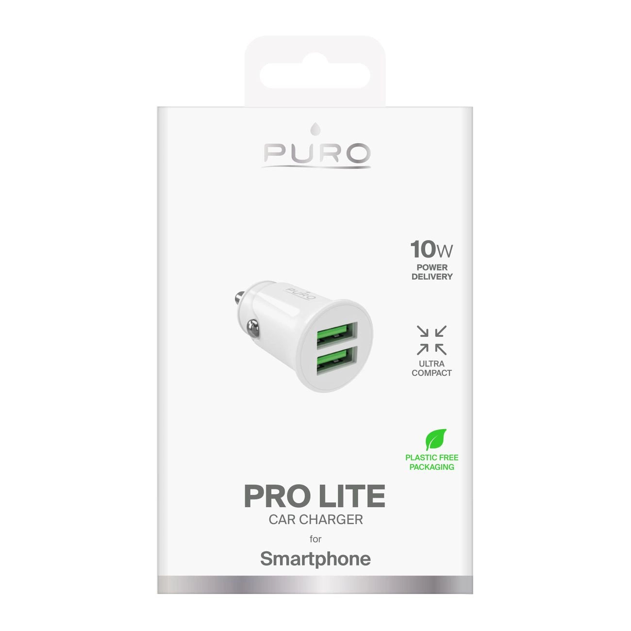 Puro Pro Lite Car Charger 2x USB-A 10W - White_1