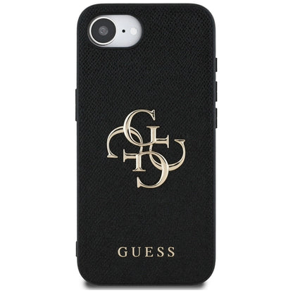 Guess PU Grained 4G Metal Logo case for iPhone 16e - black_2