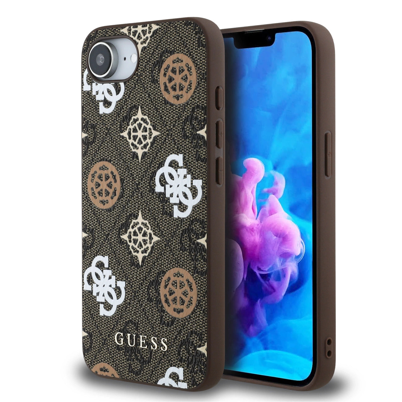 Guess PU 4G Peony case with MagSafe for iPhone 16e - brown_0