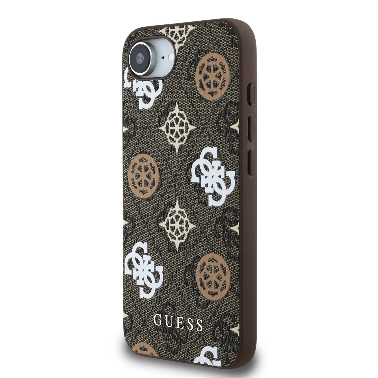Guess PU 4G Peony case with MagSafe for iPhone 16e - brown_3