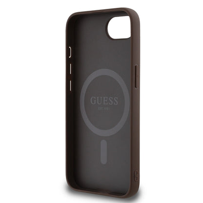 Guess PU 4G Peony case with MagSafe for iPhone 16e - brown_6