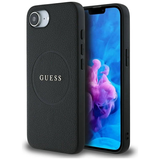 Guess PU Grained Classic Logo case with MagSafe for iPhone 16e - black_0