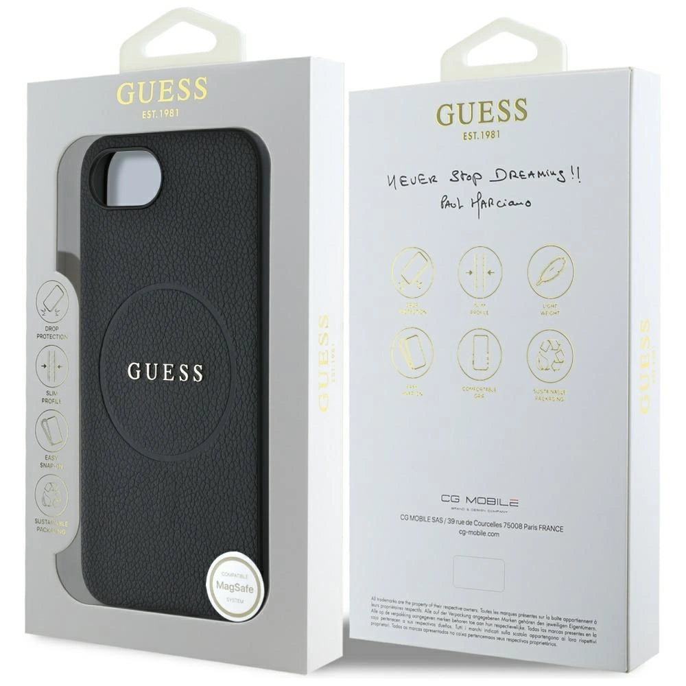 Guess PU Grained Classic Logo case with MagSafe for iPhone 16e - black_7