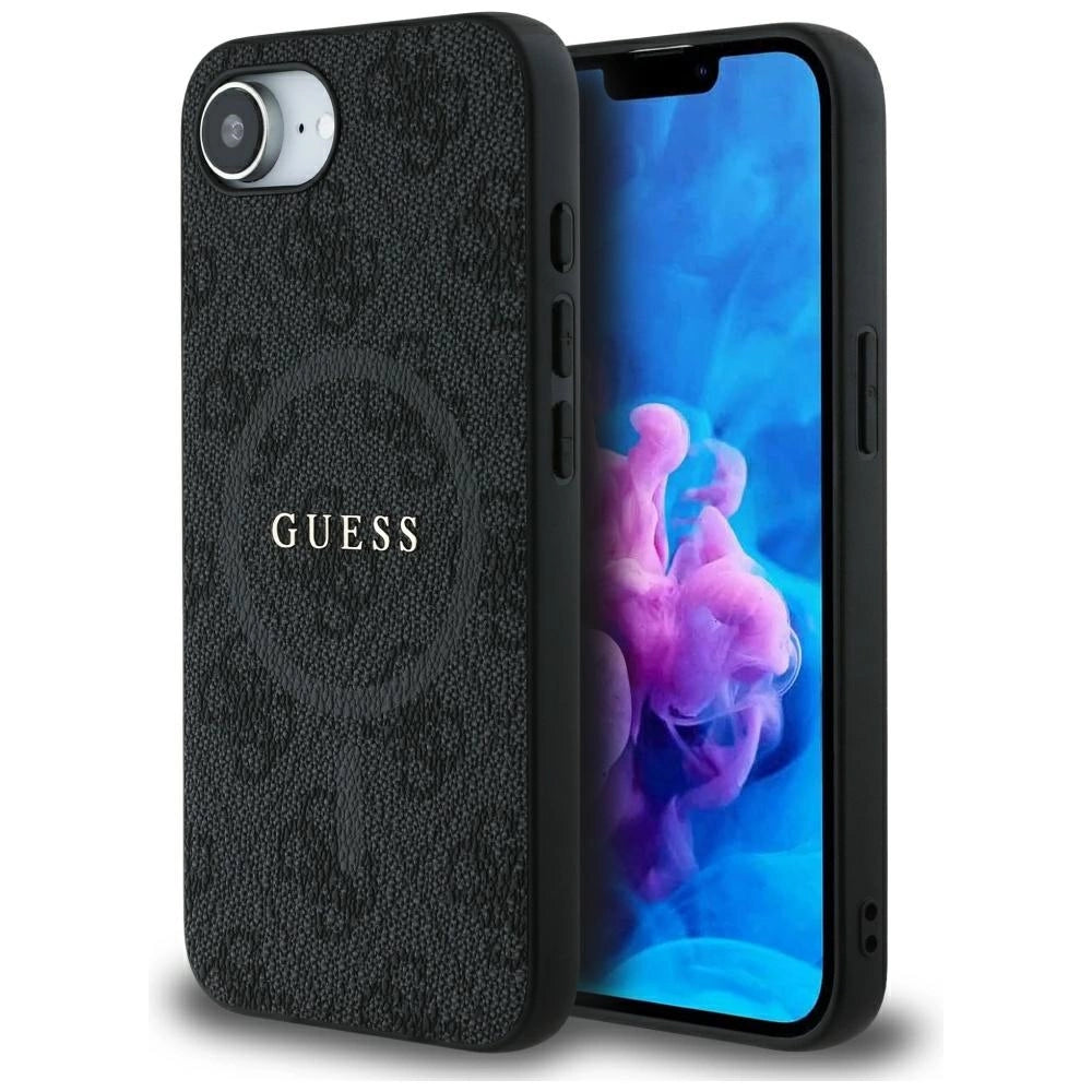 Guess PU Leather 4G Colored Ring Case with MagSafe for iPhone 16e - Black_0