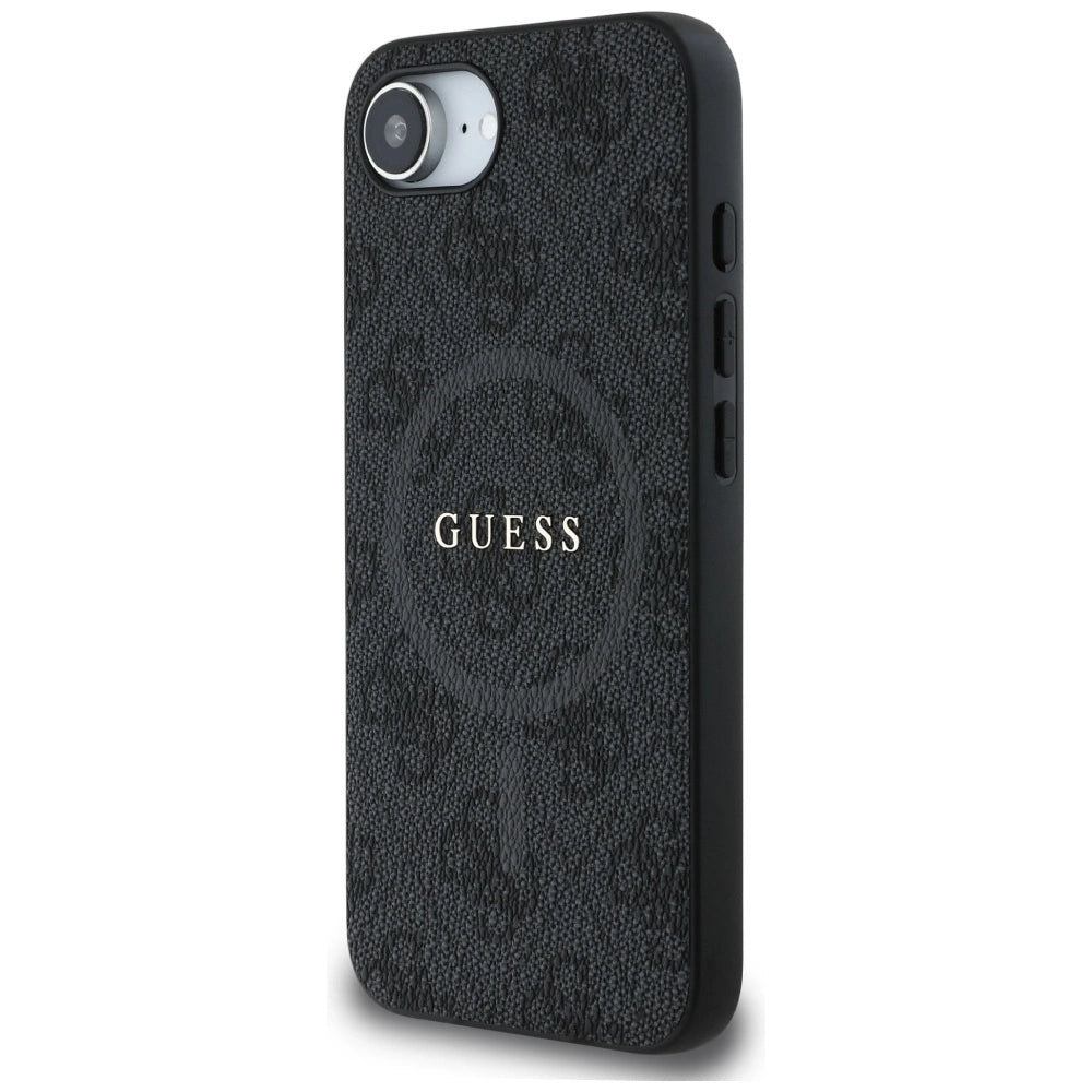 Guess PU Leather 4G Colored Ring Case with MagSafe for iPhone 16e - Black_1