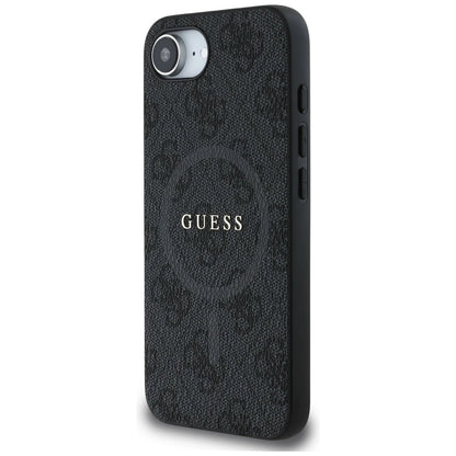 Guess PU Leather 4G Colored Ring Case with MagSafe for iPhone 16e - Black_1