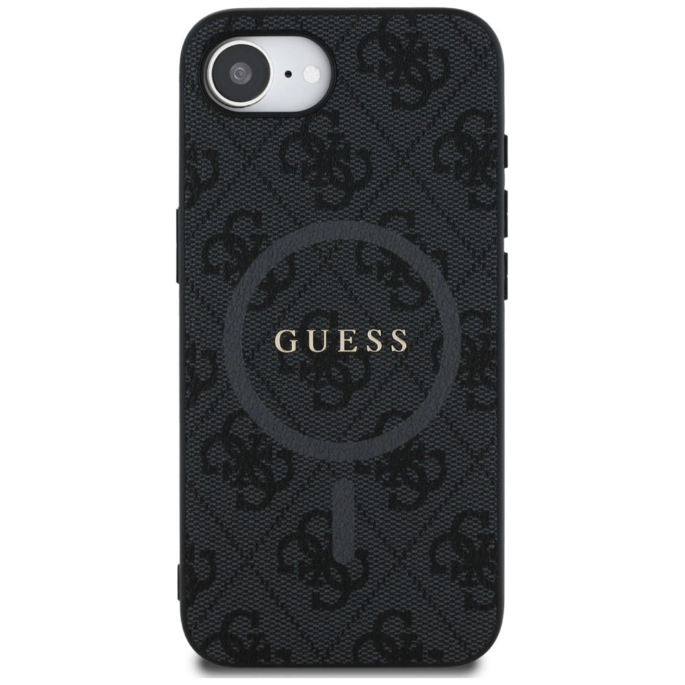 Guess PU Leather 4G Colored Ring Case with MagSafe for iPhone 16e - Black_2