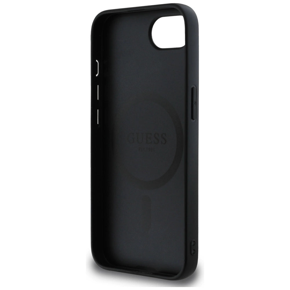 Guess PU Leather 4G Colored Ring Case with MagSafe for iPhone 16e - Black_6