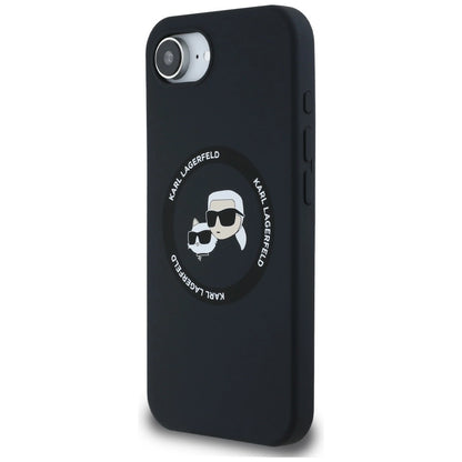 Karl Lagerfeld Liquid Silicone Karl & Choupette Heads Case with MagSafe for iPhone 16e - Black_1